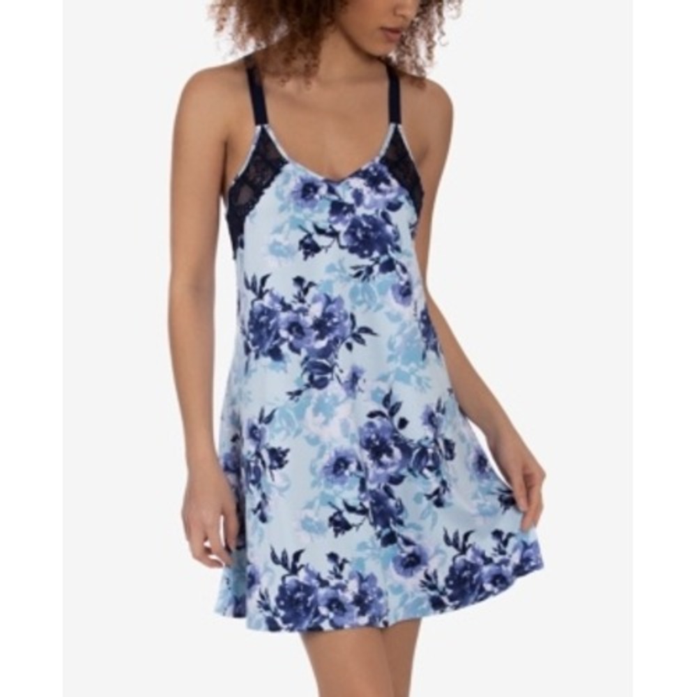 Linea Donatella‎ Intimates Aqua T Back Style Chemise Floral Nightgown - Size S